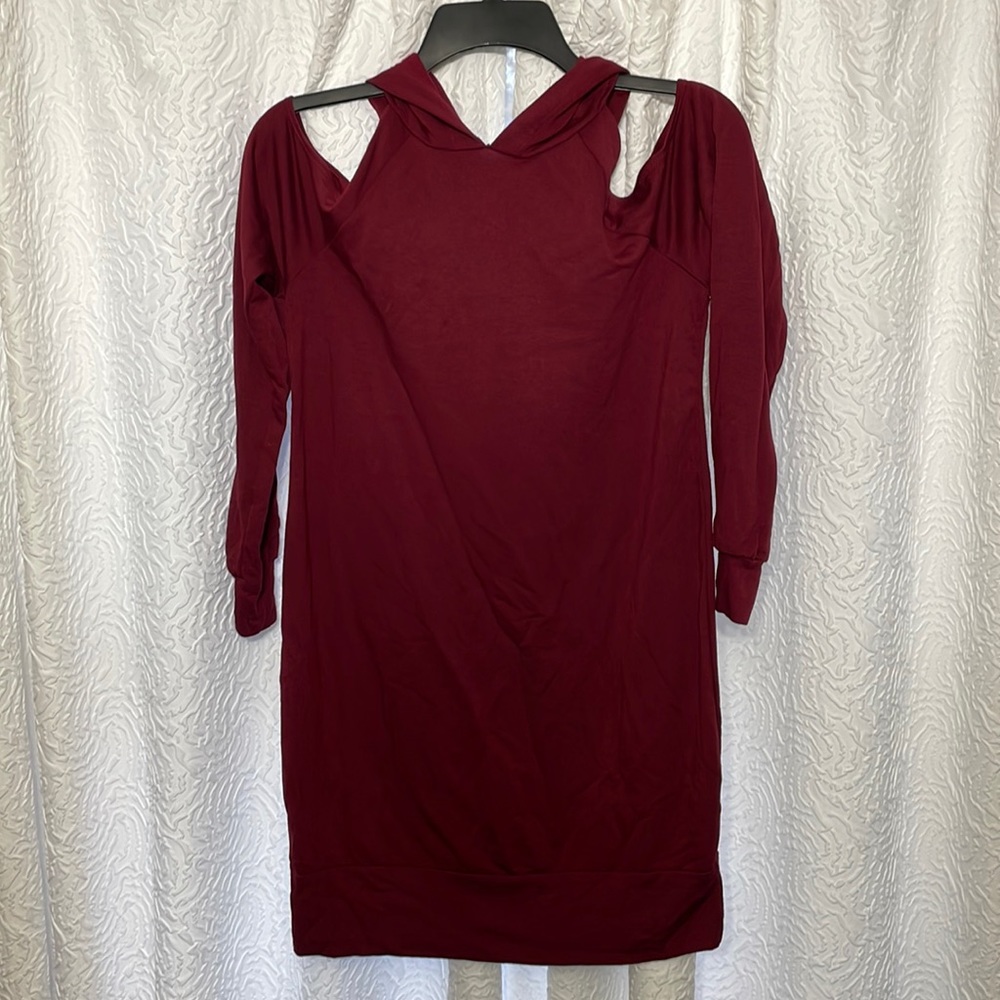 Hooded Cold Shoulder Dress - Brand New